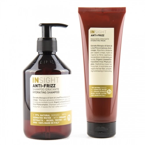 Kit Shampoo 400 ml + Maschera Idratante 250 ml Anti Crespo Anti Frizz Insight 0